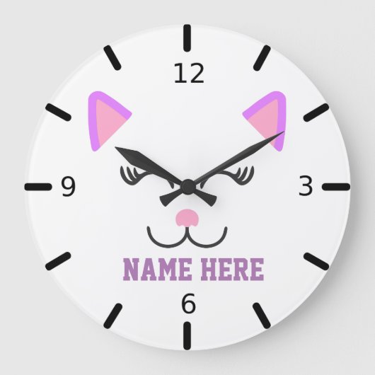 Personalisiert Kitten Große Wanduhr (Vorderseite)