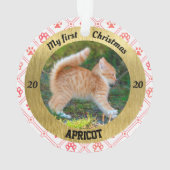 Personalisiert Kittens erstes Foto zu Weihnachten Ornament (Rückseite)