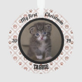 Personalisiert Kittens erstes Foto zu Weihnachten Ornament (Rückseite)