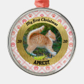 Personalisiert Kittens erstes Foto zu Weihnachten Ornament Aus Metall (Vorne)