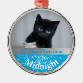 Personalisiert Kittens erstes Foto zu Weihnachten Ornament Aus Metall (Vorne)