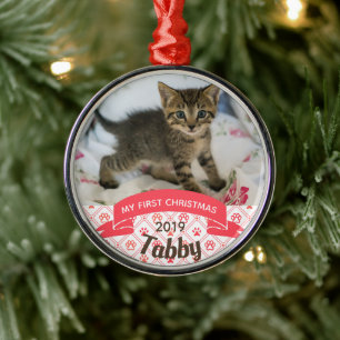 Personalisiert Kittens erstes Foto zu Weihnachten Ornament Aus Metall
