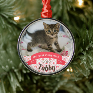 Personalisiert Kittens erstes Foto zu Weihnachten Ornament Aus Metall