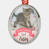 Personalisiert Kittens erstes Foto zu Weihnachten Ornament Aus Metall (Links)
