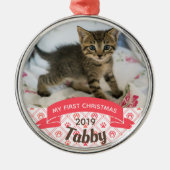 Personalisiert Kittens erstes Foto zu Weihnachten Ornament Aus Metall (Vorne)