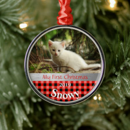 Personalisiert Kittens erstes Foto zu Weihnachten Ornament Aus Metall