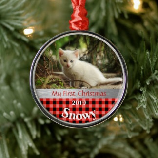 Personalisiert Kittens erstes Foto zu Weihnachten Ornament Aus Metall