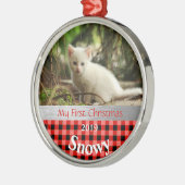 Personalisiert Kittens erstes Foto zu Weihnachten Ornament Aus Metall (Links)