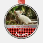 Personalisiert Kittens erstes Foto zu Weihnachten Ornament Aus Metall (Vorne)