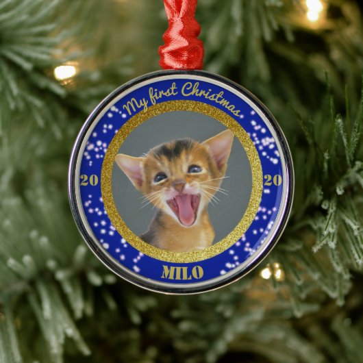 Personalisiert Kittens erstes Foto zu Weihnachten Ornament Aus Metall (Baum)