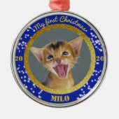 Personalisiert Kittens erstes Foto zu Weihnachten Ornament Aus Metall (Vorne)