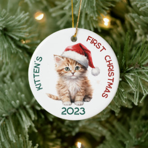 Personalisiert Kittens erstes Weihnachtsdesign Keramik Ornament
