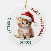 Personalisiert Kittens erstes Weihnachtsdesign Keramik Ornament (Vorne)