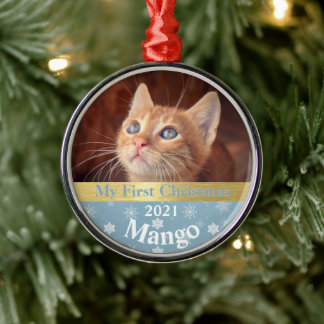 Personalisiert Kitten's First Christmas Foto Metal Ornament Aus Metall