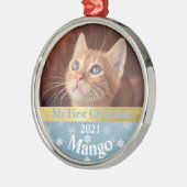Personalisiert Kitten's First Christmas Foto Metal Ornament Aus Metall (Links)