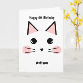 Personalisiert Kitty Cat Geburtstag Karte (Gelbe Blume)
