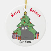 Personalisiert Kitty Cat Weihnachtsgraukatze Keramik Ornament (Vorne)