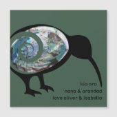 PERSONALISIERT KIWI BLACK PAUA FERN KORU NEW ZEALA MAGNETKARTE (Vorderseite)