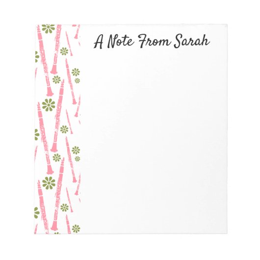 Personalisiert Klarinette Musikerinstrumentengesch Notizblock (Vorderseite)