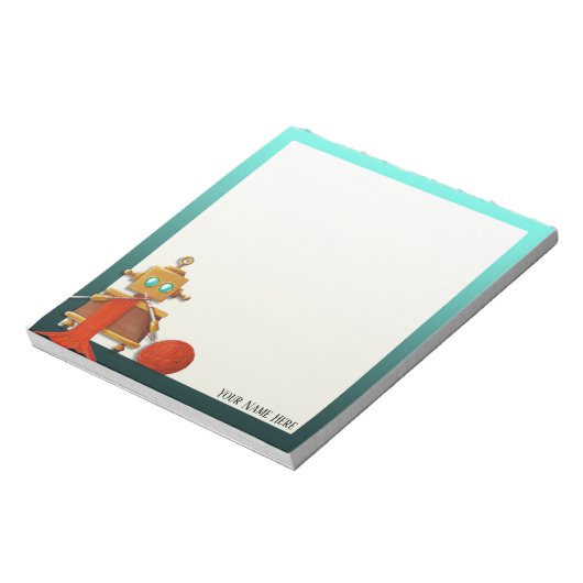 Personalisiert Knetrobot Notepad Notizblock (Rotiert)
