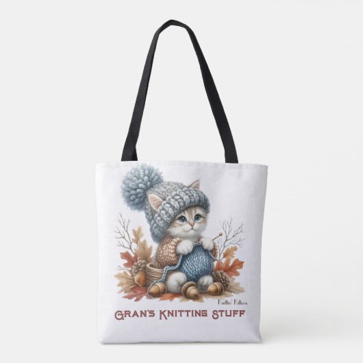 Personalisiert Knittin' Kätzchen Tasche (Rückseite)