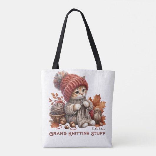 Personalisiert Knittin' Kätzchen Tasche (Rückseite)