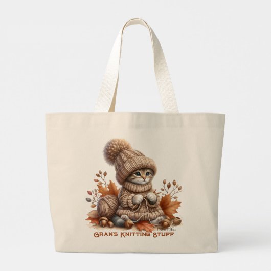 Personalisiert Knittin' Kittens Jumbo Tote Bag Jumbo Stoffbeutel (Rückseite)