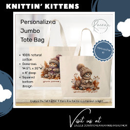 Personalisiert Knittin' Kittens Jumbo Tote Bag Jumbo Stoffbeutel
