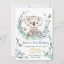 Personalisiert Koala Boy Erster Geburtstag Einladung