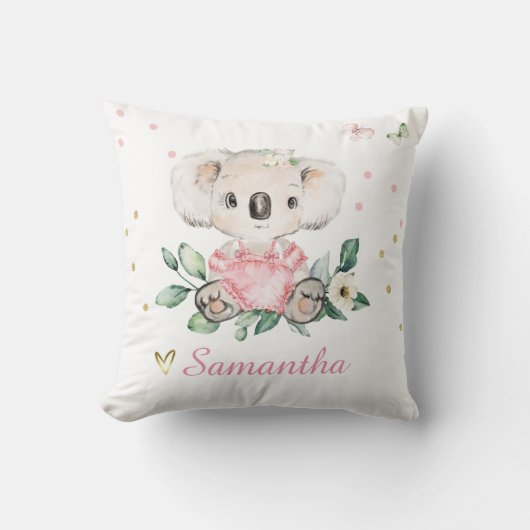 Personalisiert Koala Floral Kissen (Vorderseite)