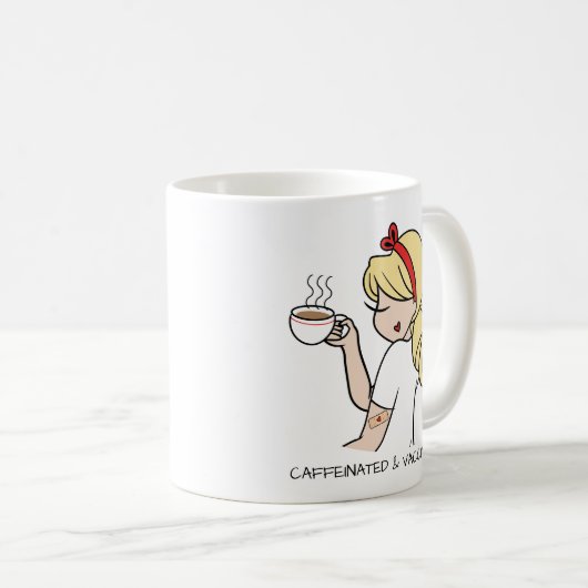 Personalisiert koffeiniert und geimpft kaffeetasse (VorderseiteRechts)