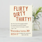 Personalisiert kokett dreckig 30 lustige Geburtsta Einladung (Stehend Vorderseite)