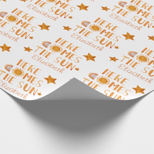 Personalisiert kommt die Wasserfarbe der Sonne Geschenkpapier (Ecke)