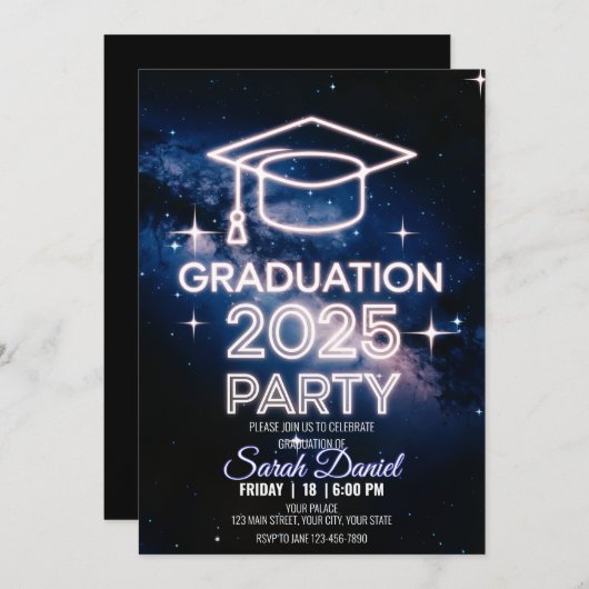 Personalisiert kosmisches Abendessen Abschluss Dun Einladung (Vorne/Hinten)