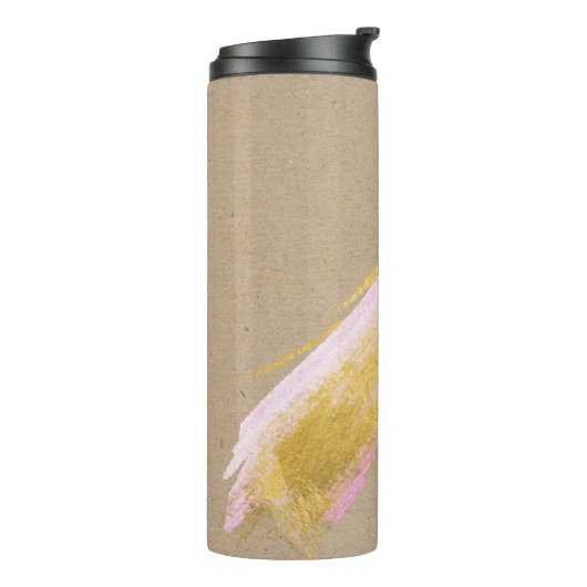 Personalisiert Kraft Gold Pink Brush Tumbler Thermosbecher (Nach links gedreht)