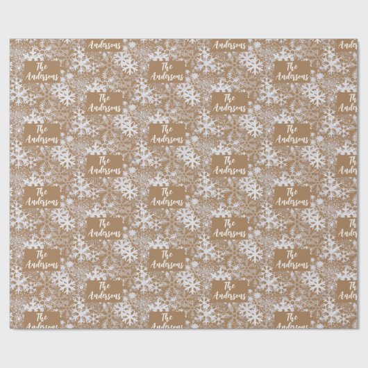 Personalisiert Kraft Snowflake Gingerbrett Weihnac Geschenkpapier (Flach)