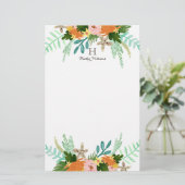 Personalisiert | Küstenfloral Briefpapier (Stehend Vorderseite)