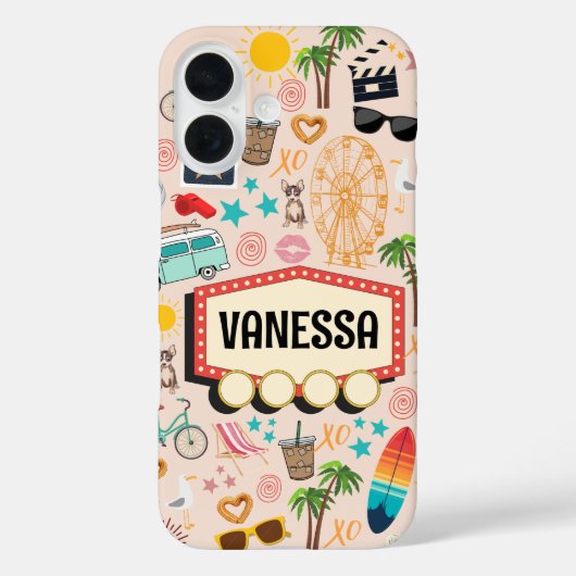 Personalisiert L.A. Vibes Doodle Case-Mate iPhone Hülle (Rückseite)