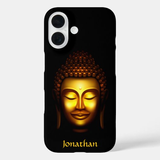 Personalisiert lächelnder Buddha Gold und Schwarz Case-Mate iPhone Hülle (Rückseite)