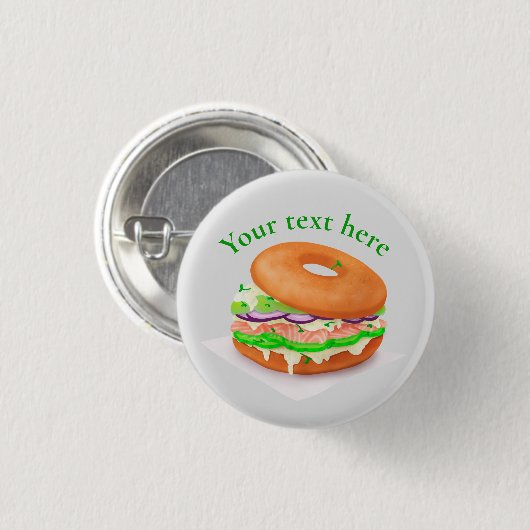 Personalisiert Lachs Bagel Button (Vorne & Hinten)
