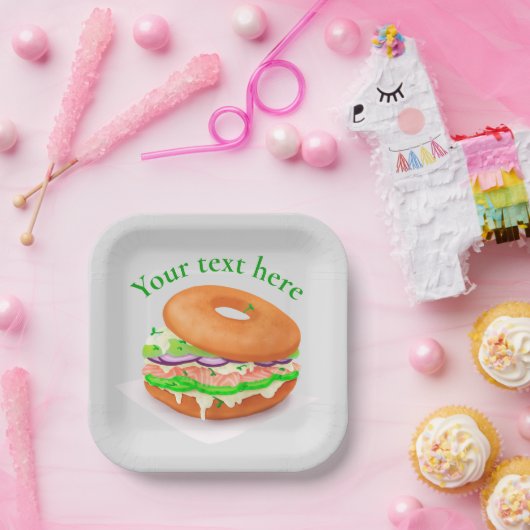 Personalisiert Lachs Bagel  Pappteller (Party)