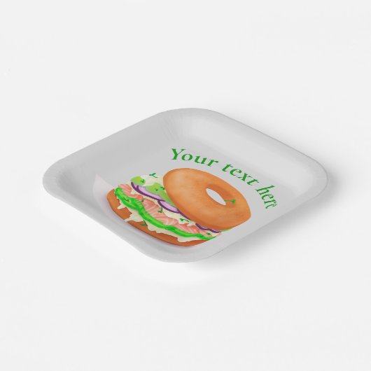 Personalisiert Lachs Bagel Pappteller (Gewinkelt)