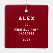 Personalisiert Lacrosse Goalie Keepake Keramikornament (Rückseite)