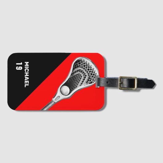 Personalisiert Lacrosse Red Gepäckanhänger (Vorderseite (Horizontal))