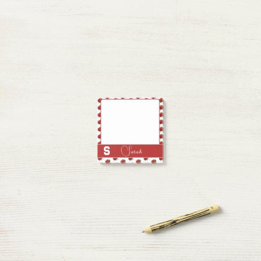 Personalisiert Ladybug Themed Post-it Klebezettel (Auf Schreibtisch)