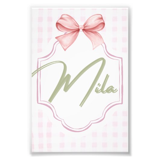 Personalisiert Lainey Baby Girl Kinderzimmer Bow&G Fotodruck (Vorne)