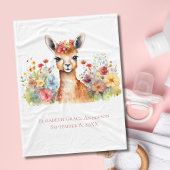 Personalisiert Lama Wildblumen Watercolor Baby Fleecedecke