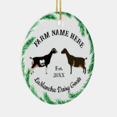 Personalisiert LaMancha Dairy Goat Pine Wreath Keramik Ornament (Rechts)