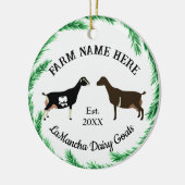 Personalisiert LaMancha Dairy Goat Pine Wreath Keramik Ornament (Links)