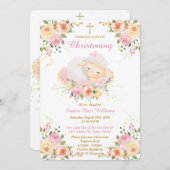 Personalisiert Lamb Christening Girl Einladung (Vorne/Hinten)